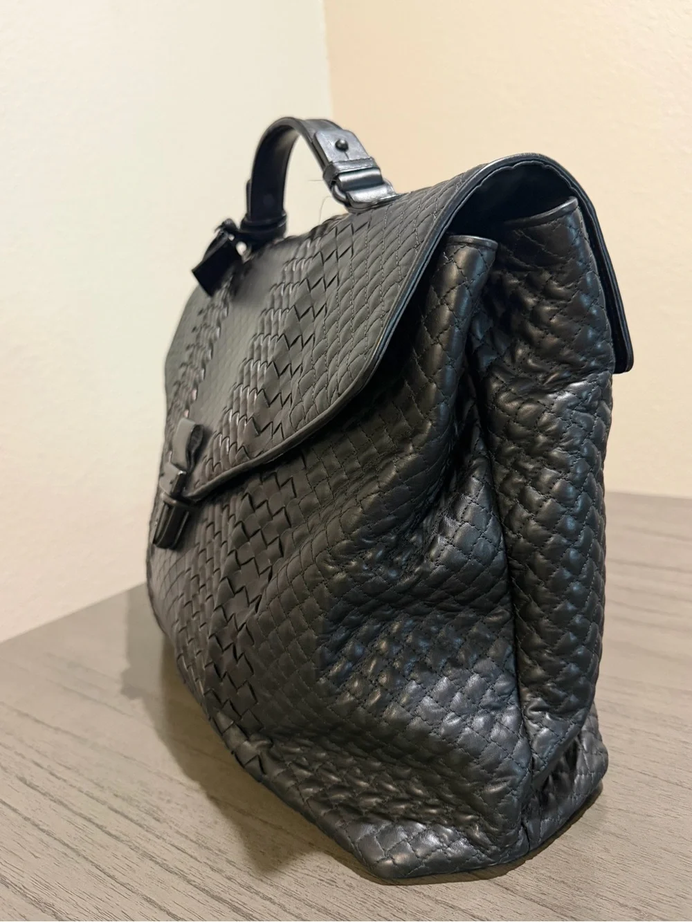 Bottega Veneta Black Leather Large Briefcase